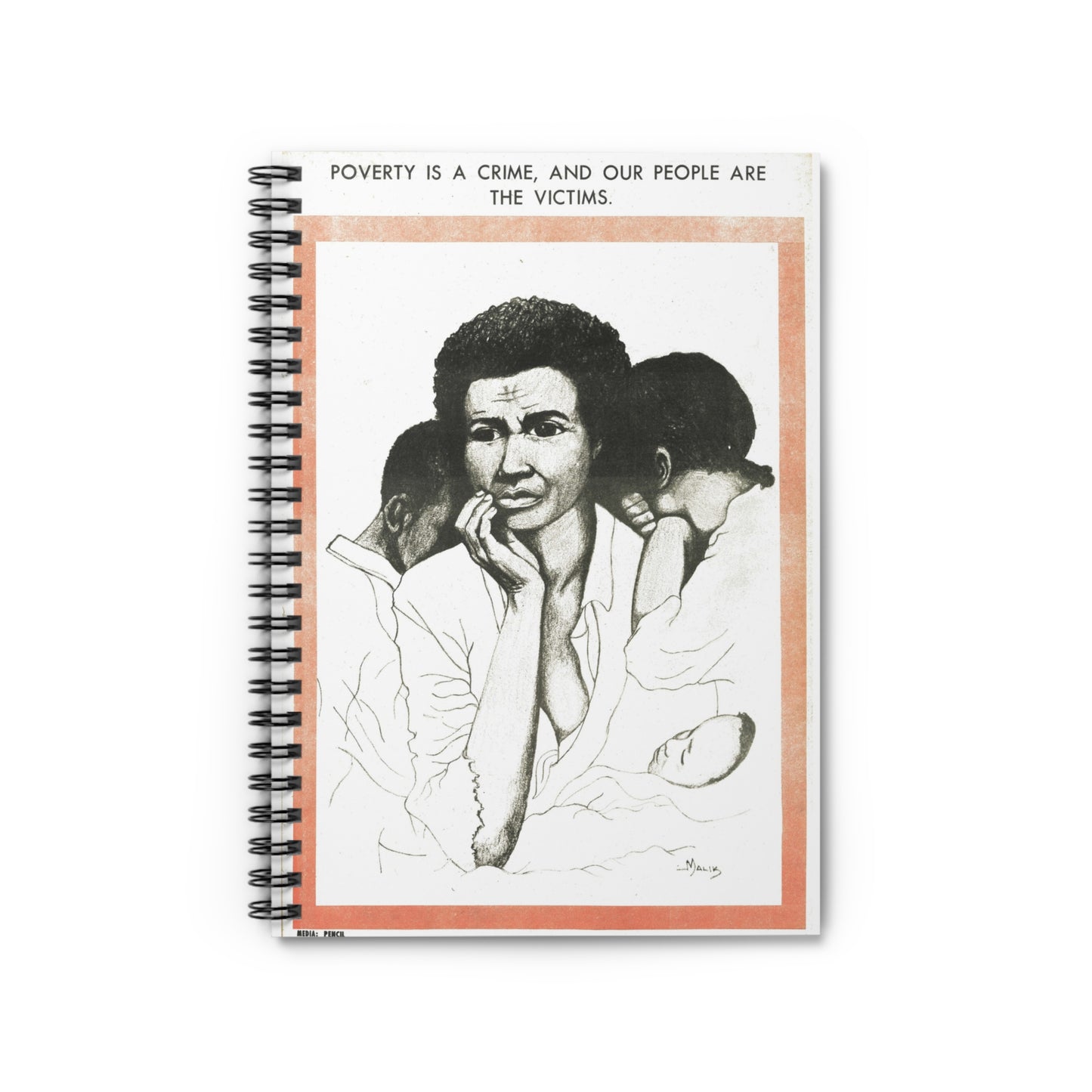 Black Panther Poverty Spiral Notebook, Education Art Civil Rights Memorabilia, Teaching Student Gifts