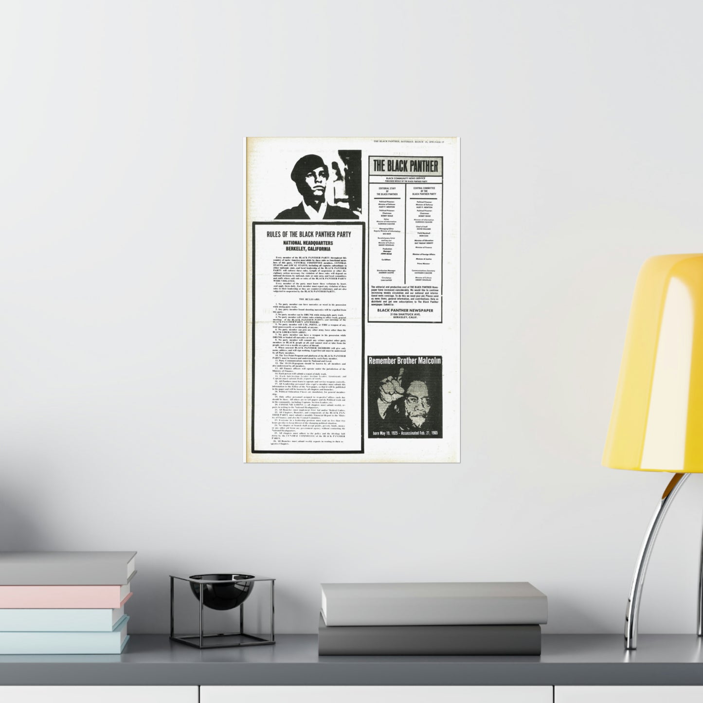 1970s Black Panther Party Rules, Black Political Party Propaganda Poster,
