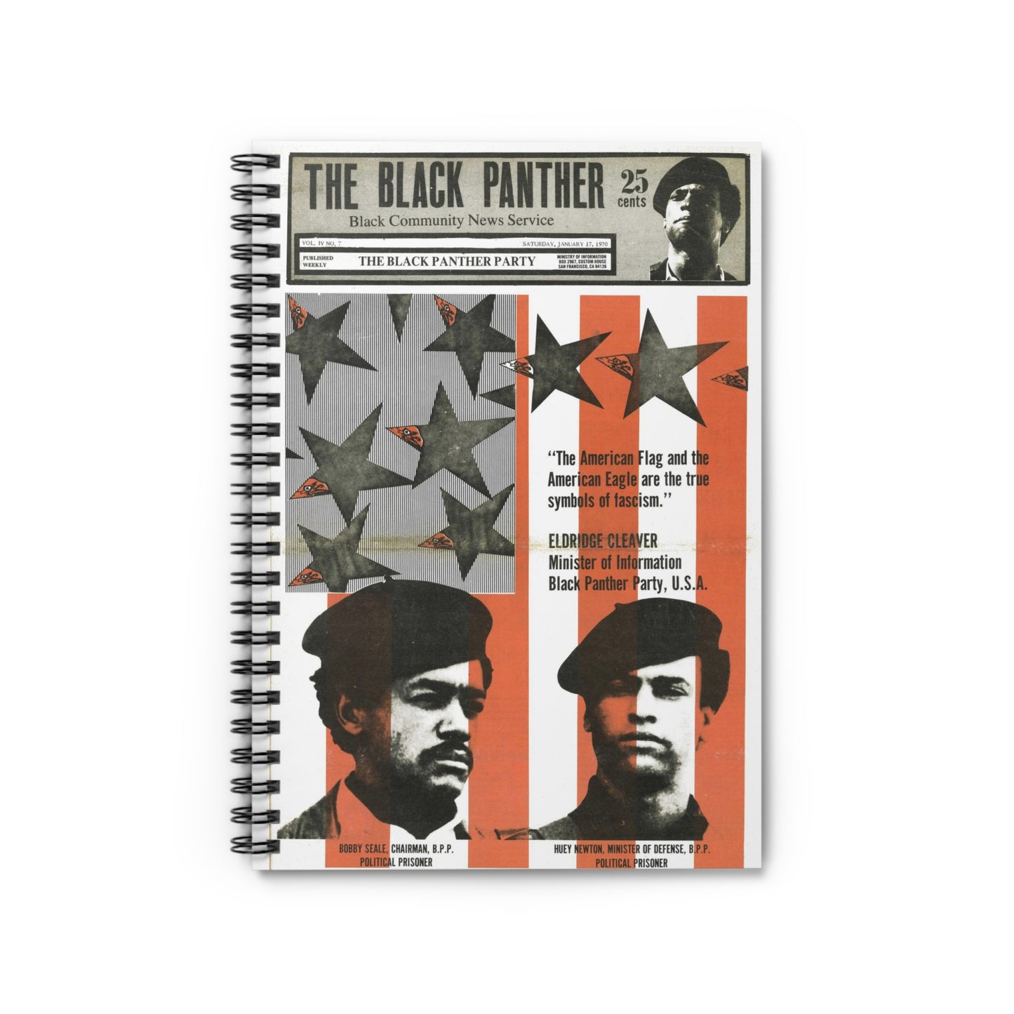 Black Panther Spiral Notebook, Education Art Civil Rights Memorabilia, Teaching Student Gifts