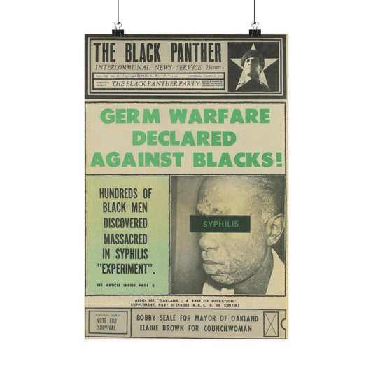 1970s Tuskegee Syphilis Experiment Black Political Party Propaganda Poster,