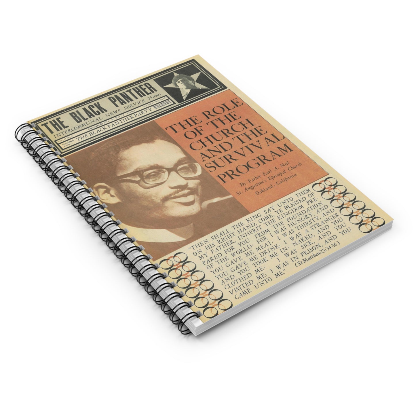 Black Panther Southern Baptist Spiral Notebook, Education Art Civil Rights Memorabilia, Teaching Student Gifts