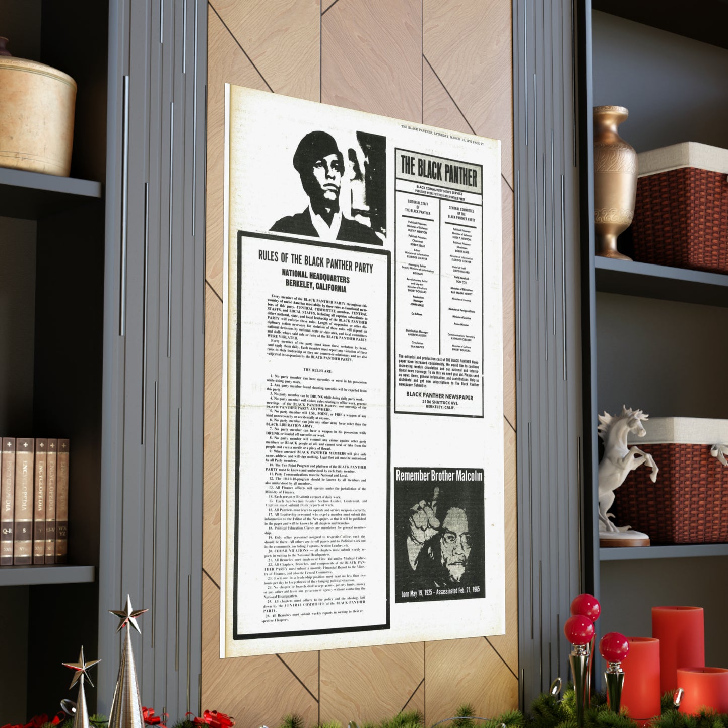 1970s Black Panther Party Rules, Black Political Party Propaganda Poster,