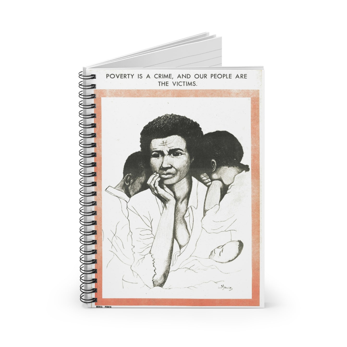 Black Panther Poverty Spiral Notebook, Education Art Civil Rights Memorabilia, Teaching Student Gifts