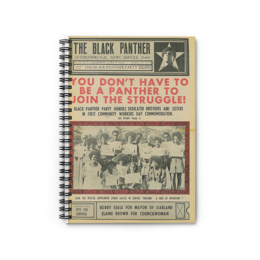 Black Panther Spiral Notebook, Education Art Civil Rights Memorabilia, Teaching Student Gifts