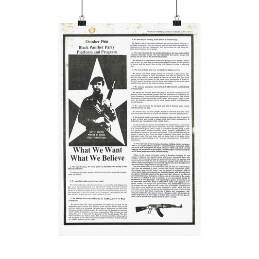 1970s Black Panther Party Platform Black Political Party Propaganda Poster
