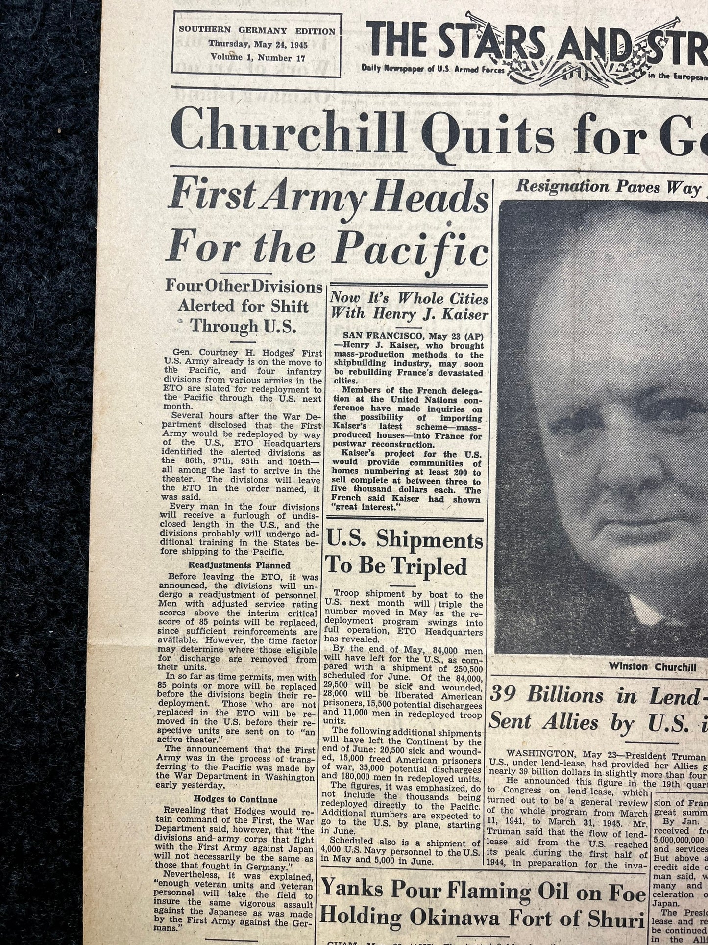 1945 Winston Churchill Resigns and ReelectedWorld War 2 Memorabilia, Germany WW2, Original Newspaper Military Memorabilia, History Gifts,