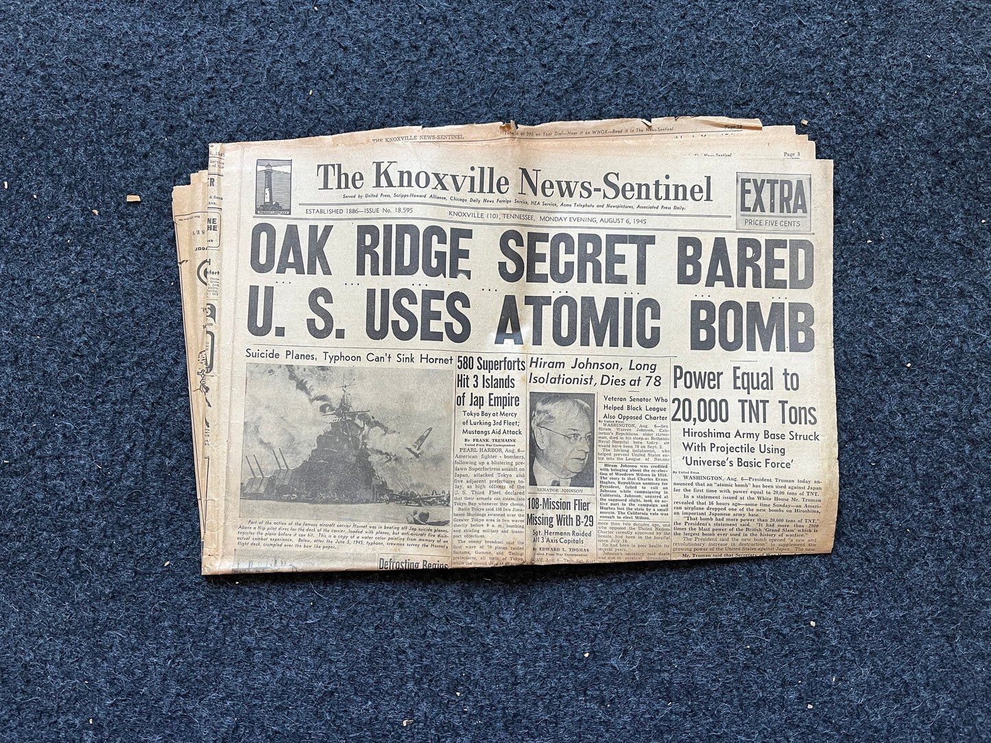 WW2 1945 Atomic Bombing of Hiroshima - World War 2 Memorabilia, WW2 Propaganda, Vintage Newspaper Collectible, Military Gifts, Buck Rogers,