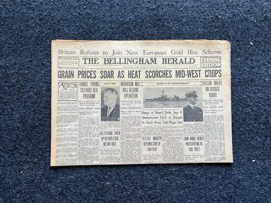 1933 American Dustbowl Great Depression Newspapers - Agriculture Decor, Cottagecore Wall Art - Original Vintage Newspaper
