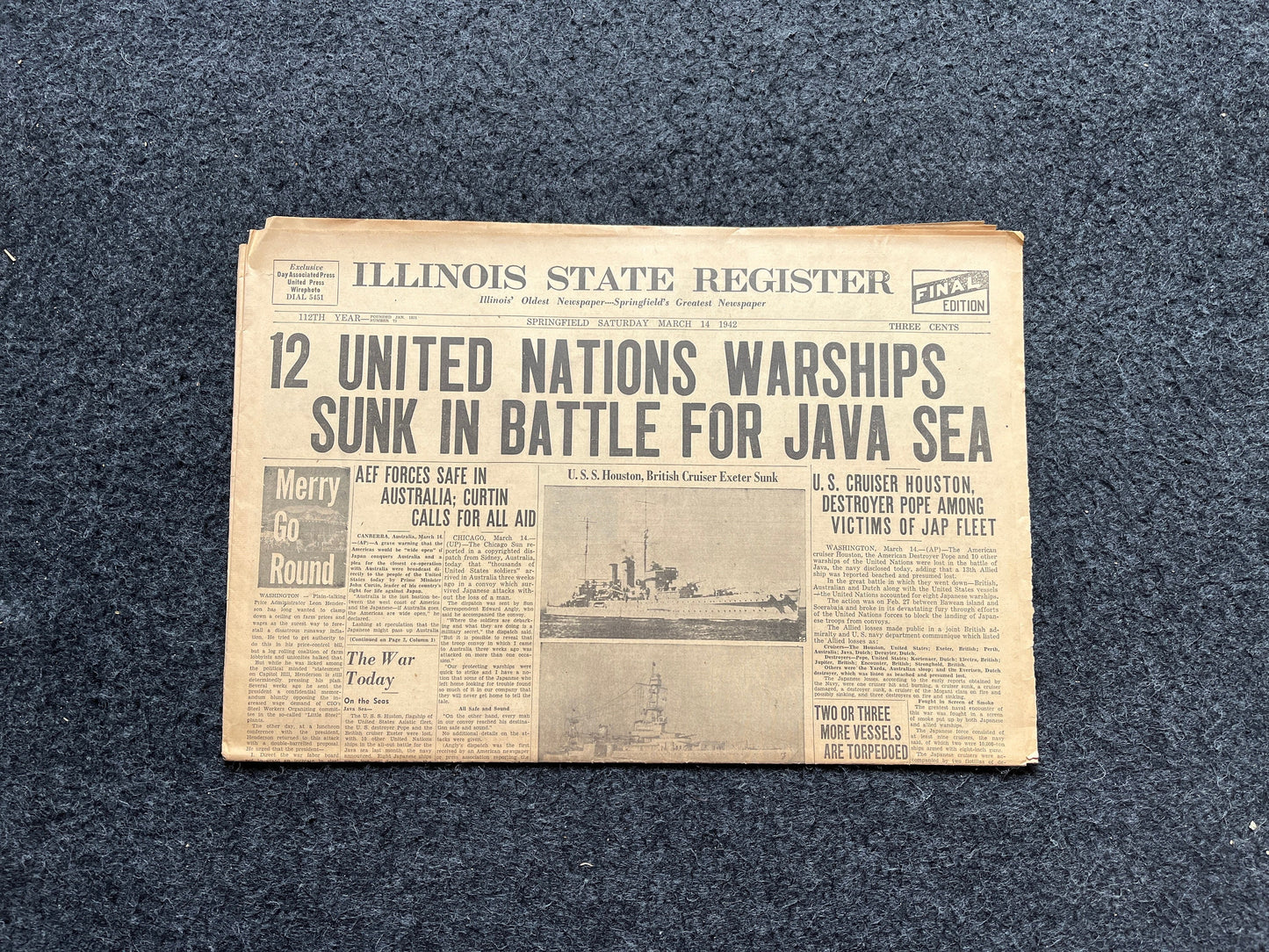 1942 Battle of Java Sea, Japanese Victory Pacific Theatre, WW2 Newspaper, WW2 Antique Gifts for Husband, Old Wall Decor Artwork