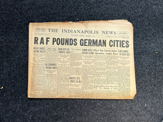 1940 Berlin RAF Raid Early WW2 Newspaper, Antique Decor, World War 2 Memorabilia Gifts, History Gifts, Historic Dates, Vintage Newspaper,