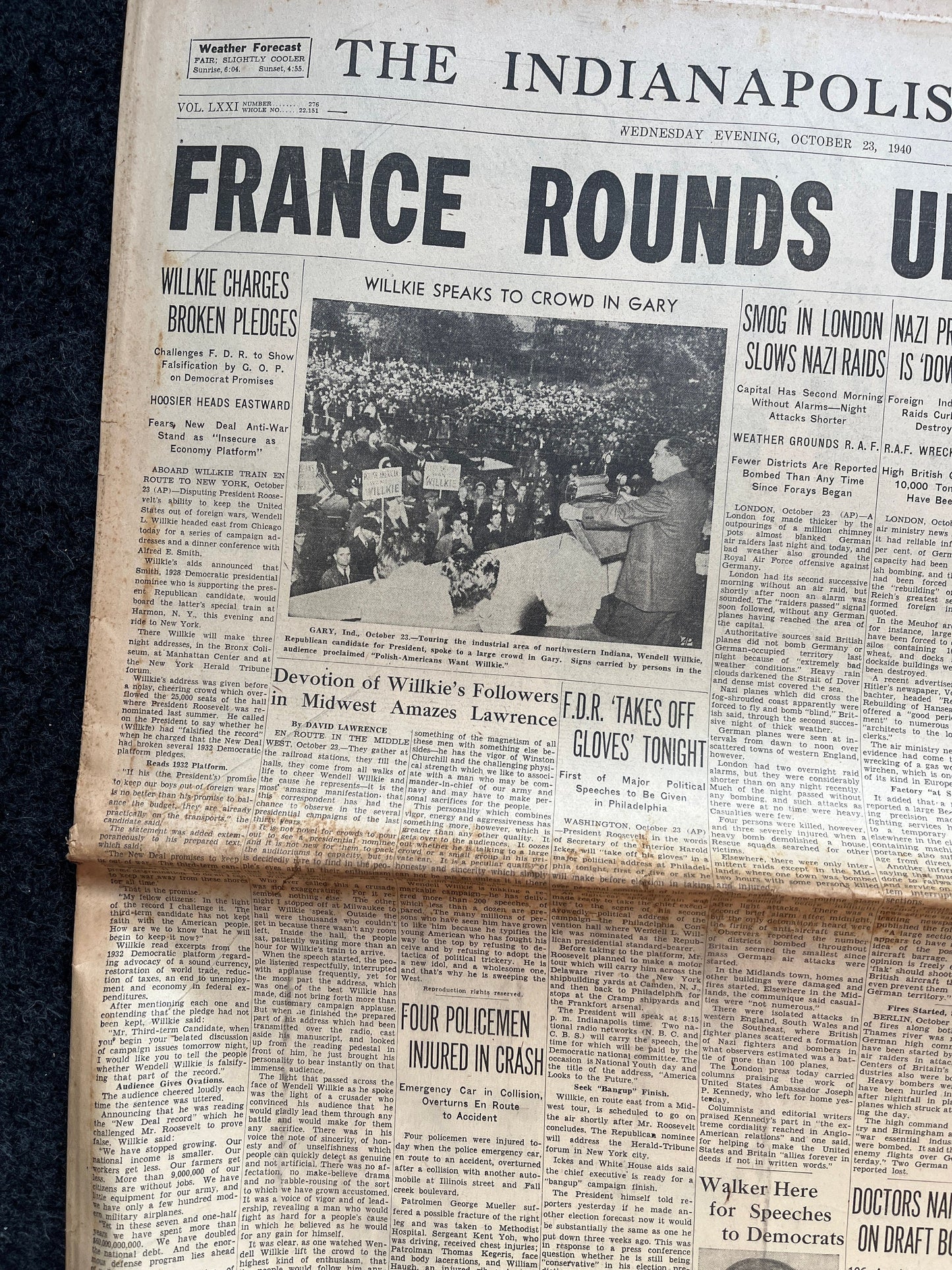 WW2 French Purge of Communists, Fall of France, WW2 Newspaper, Vintage Antique Gifts, Gifts for History Fans Husbands Dads, Fathers Day