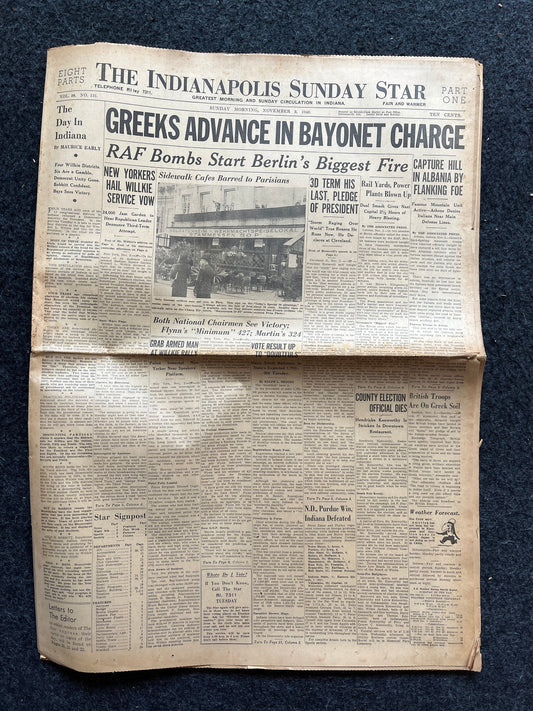 1940 Italian Invasion of Greece, Operation Marita, Dad Husband gifts, World War 2 Memorabilia, History Gifts, Vintage Newspaper, WW3
