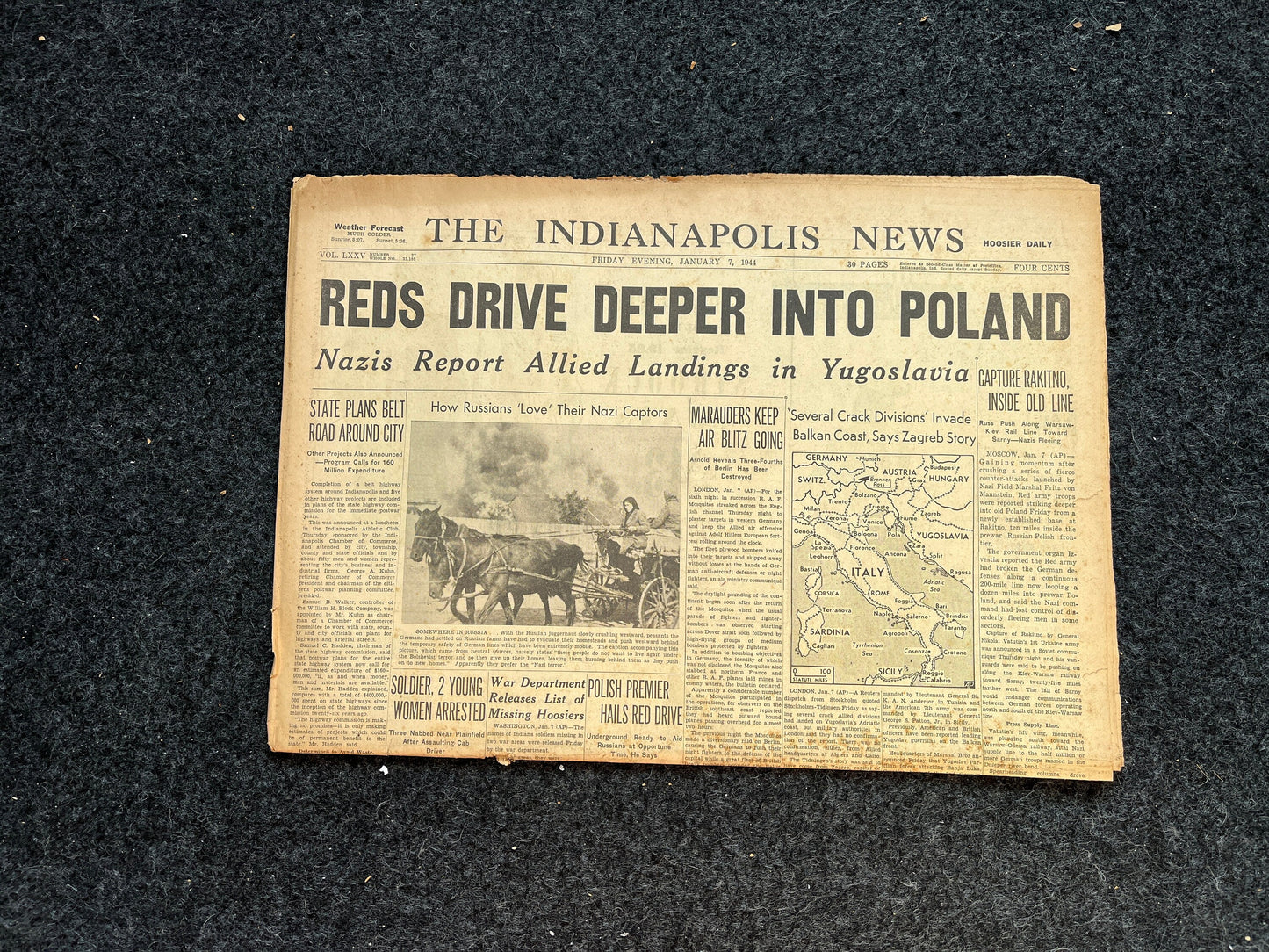 1944 USSR Conquest of Poland, Military WW2 Newspaper, Army Gifts for Dads, History Gifts, Antique Collectibles, Memorabilia Decor