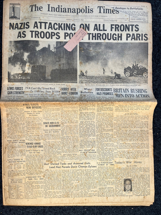 WW2 1940 Fall of France, WW2 Newspaper, Vintage Antique Gifts, French Wall Decorations, Gifts for History Fans Husbands Dads, Fathers Day