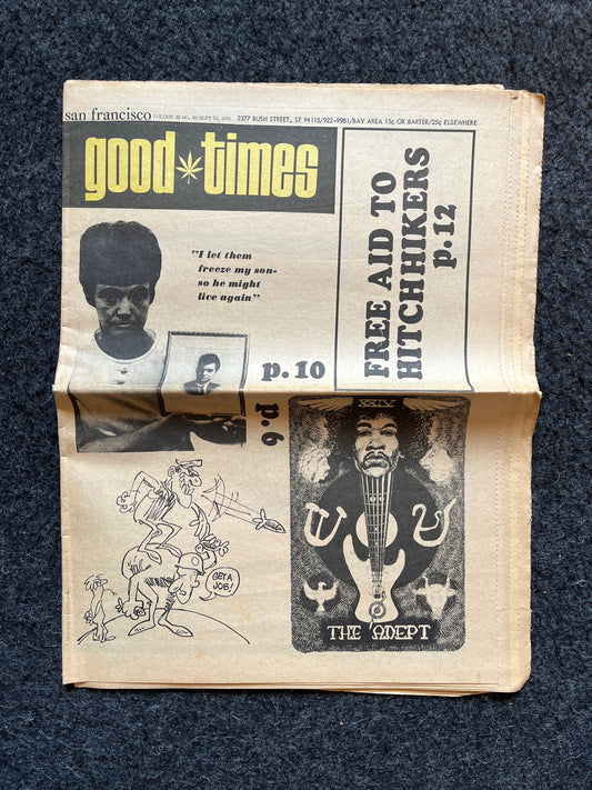 1970s Free Aid to Hitchhikers High Times Underground Newspaper, Black Panther Party, Vintage Antique Collectibles, Hippie Grunge Art Gifts,