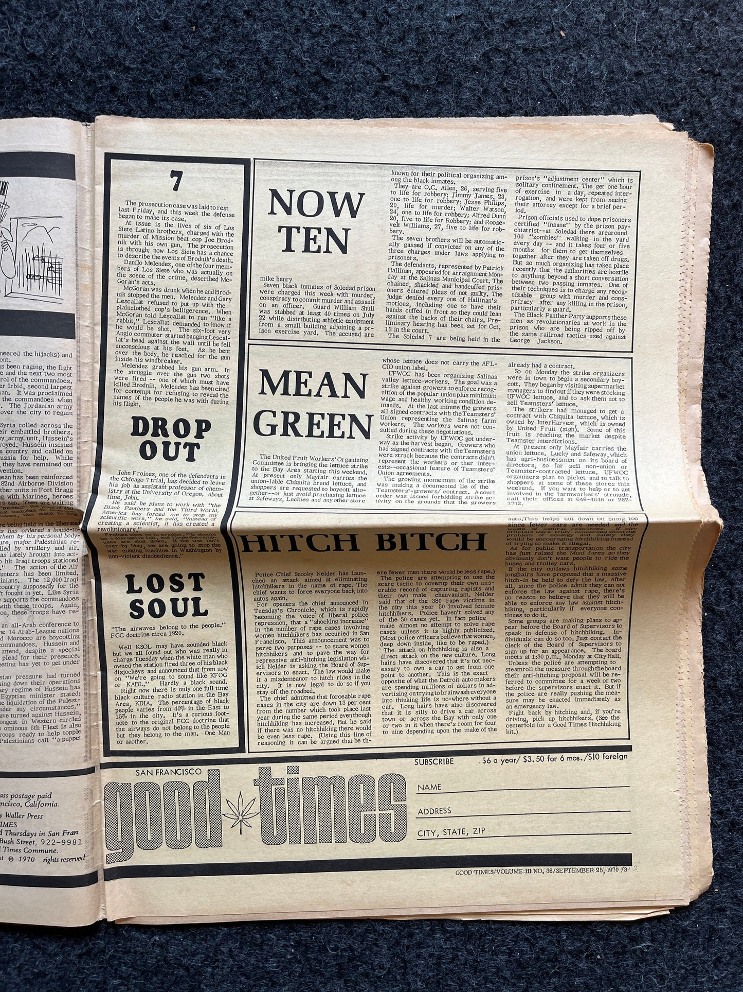 1970s Free Aid to Hitchhikers High Times Underground Newspaper, Black Panther Party, Vintage Antique Collectibles, Hippie Grunge Art Gifts,