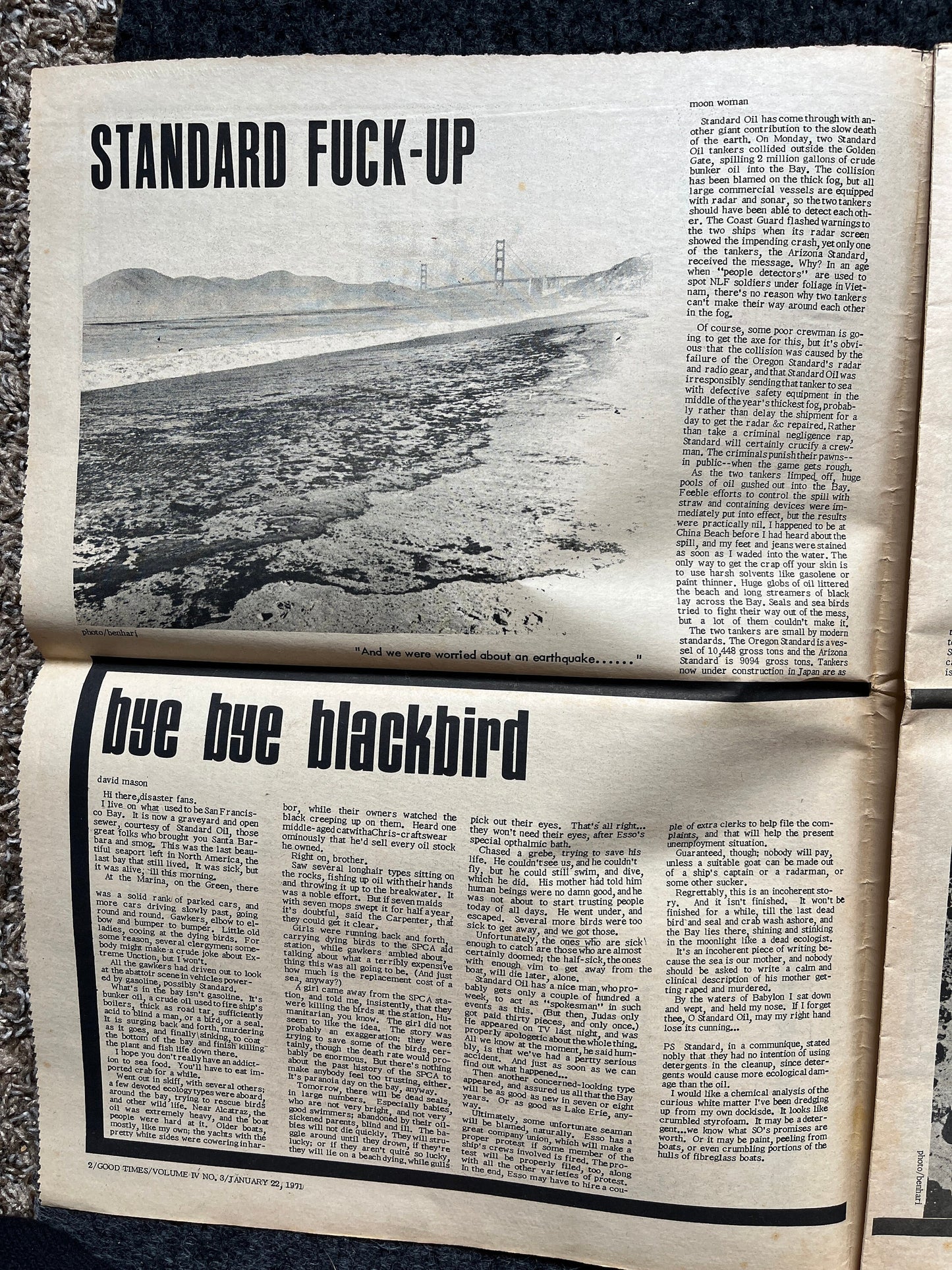 1971 Great SF Oil Spill, High Times Underground Newspaper, Black Panther Party, Vintage Antique Collectibles, San Francisco Gift
