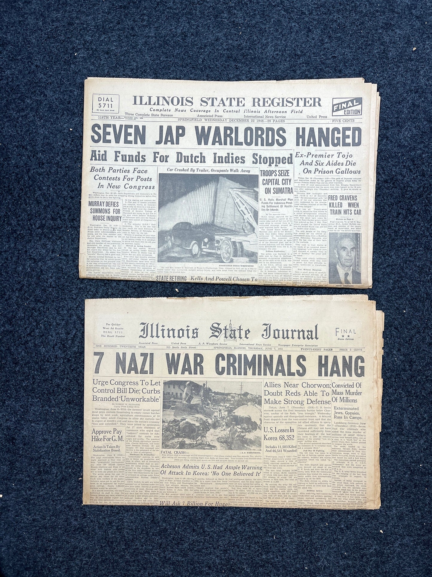 1945 Hirohito Tojo Japanese German War Crimes Prosecution WW2 Memorabilia Gifts, Military Souvenirs, Vintage Newspaper, Original Newspaper