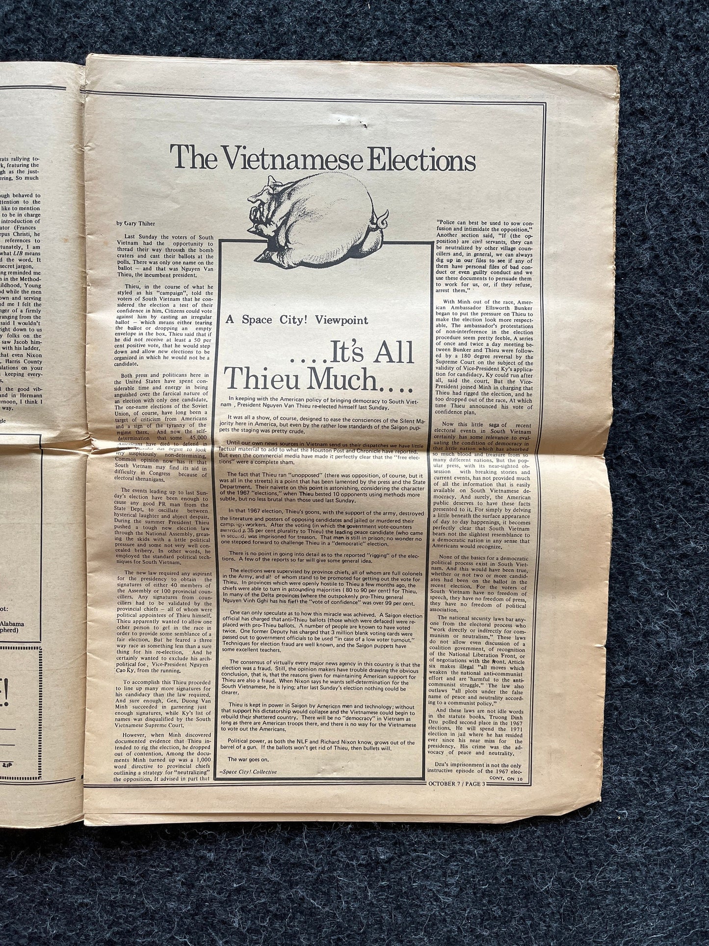 1970s Space City Houston Texas Underground Newspaper, Black Panther Party, Vintage Antique Collectibles, Hippie Grunge Art Gifts,