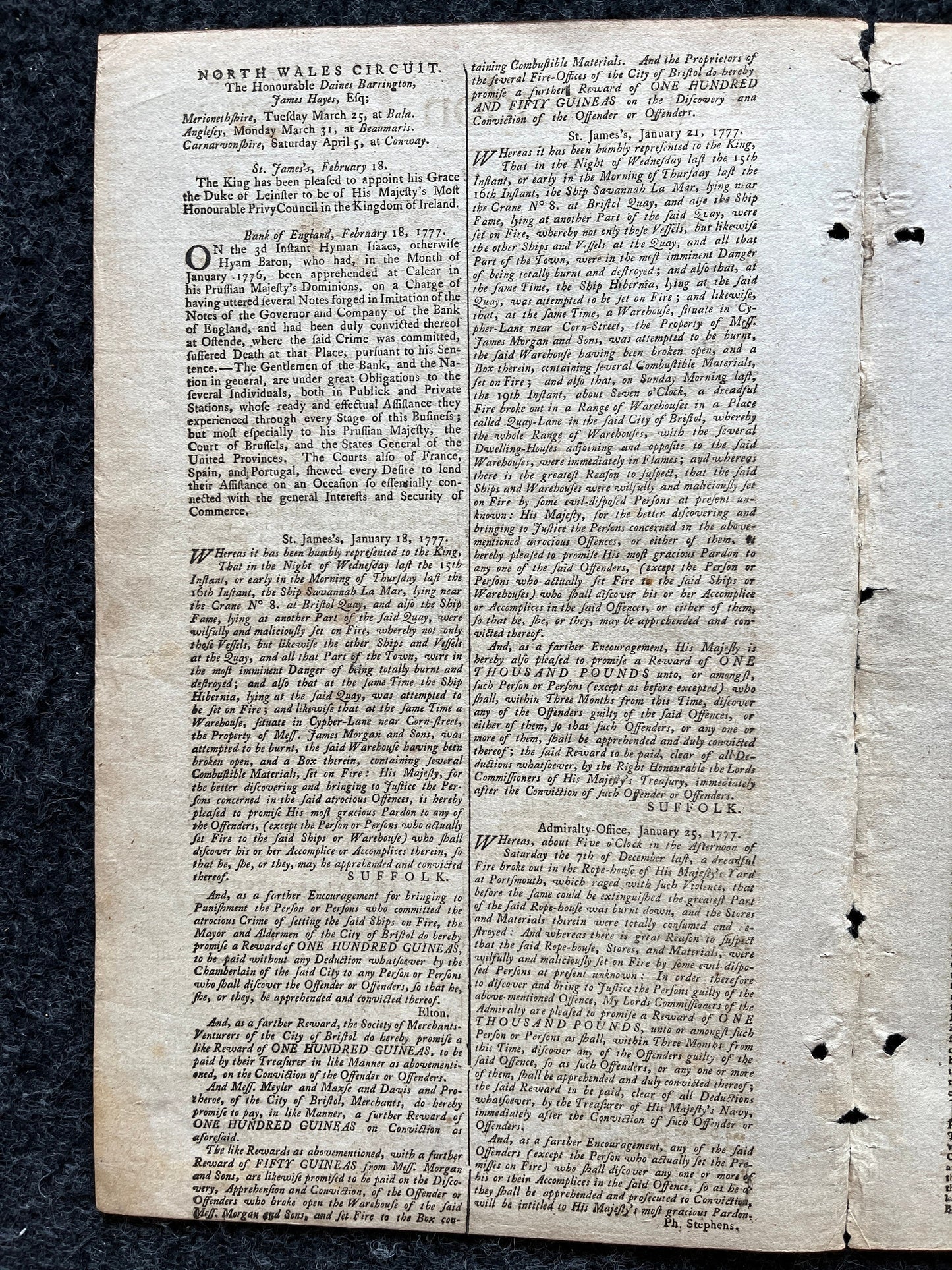 1777 London Gazette, History Wall Art, Original Antique Pamphlet, American President History and Wall Decor, George Washington