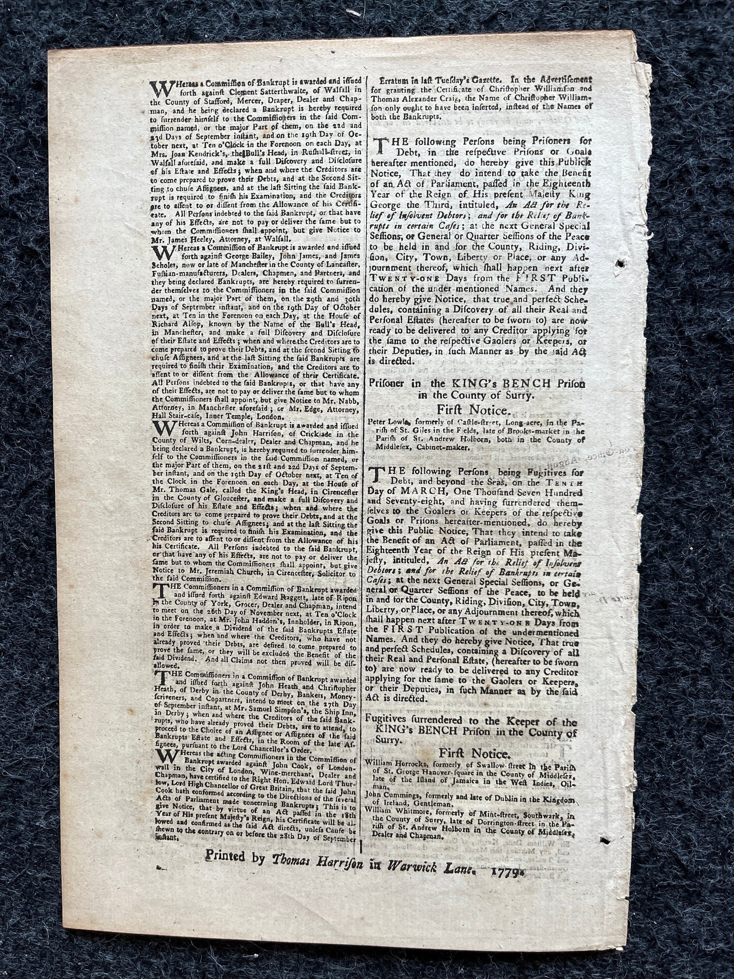 1779 British East India Company, London Gazette, History Wall Art, Original Antique Pamphlet, American President History and Wall Decoration