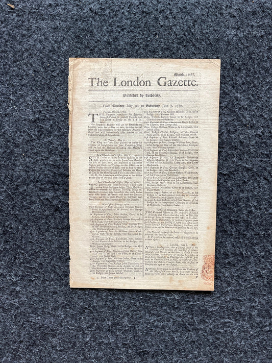1780 King George in Poland, London Gazette, History Wall Art, Original Antique Pamphlet, American President History and Wall Decoration
