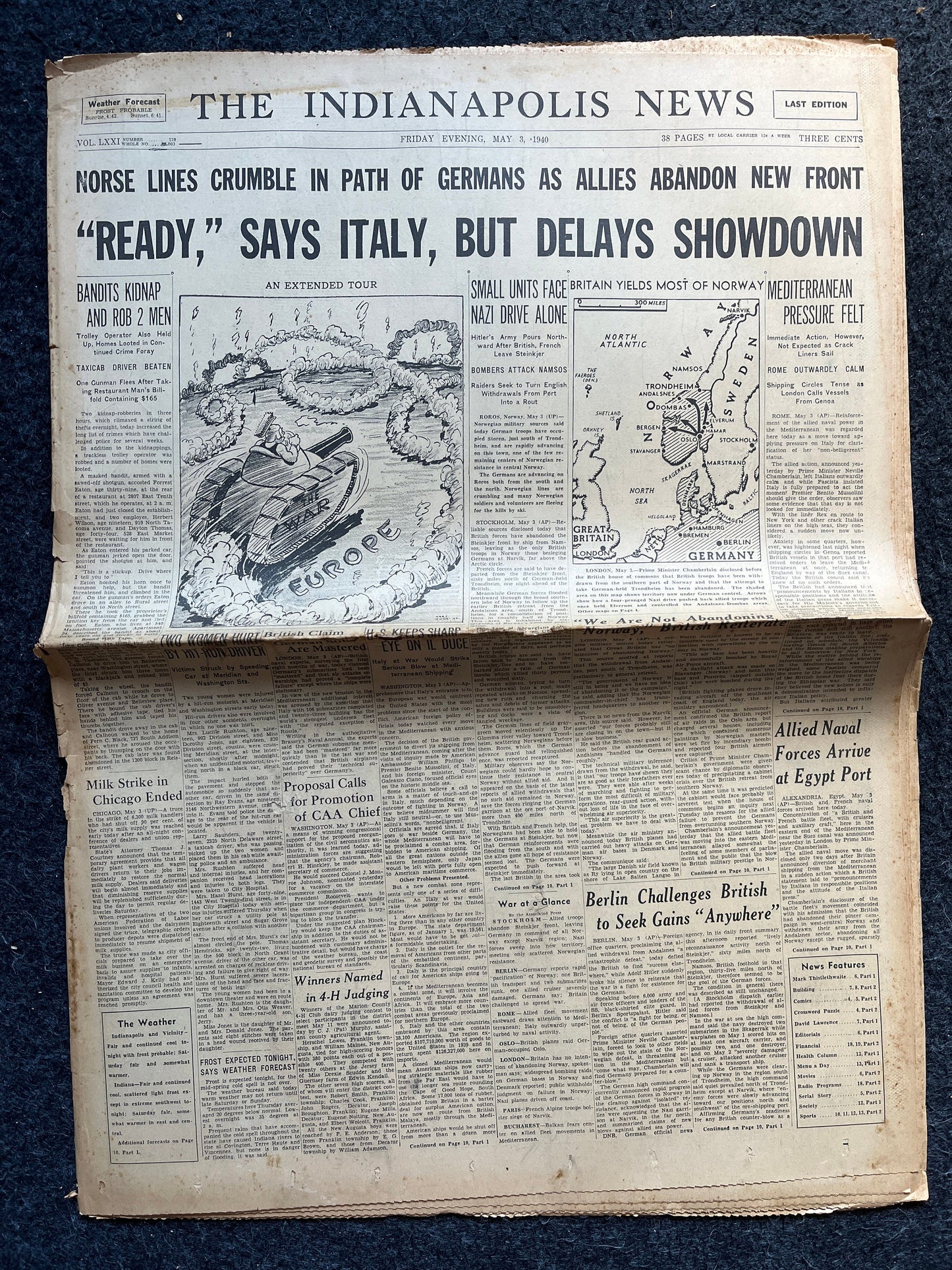 1940 Italy Enters War, Norway Crumbles to German Onslaught, World War 2 Memorabilia Gifts, History Gifts, Dad Gifts, Military Memorabilia
