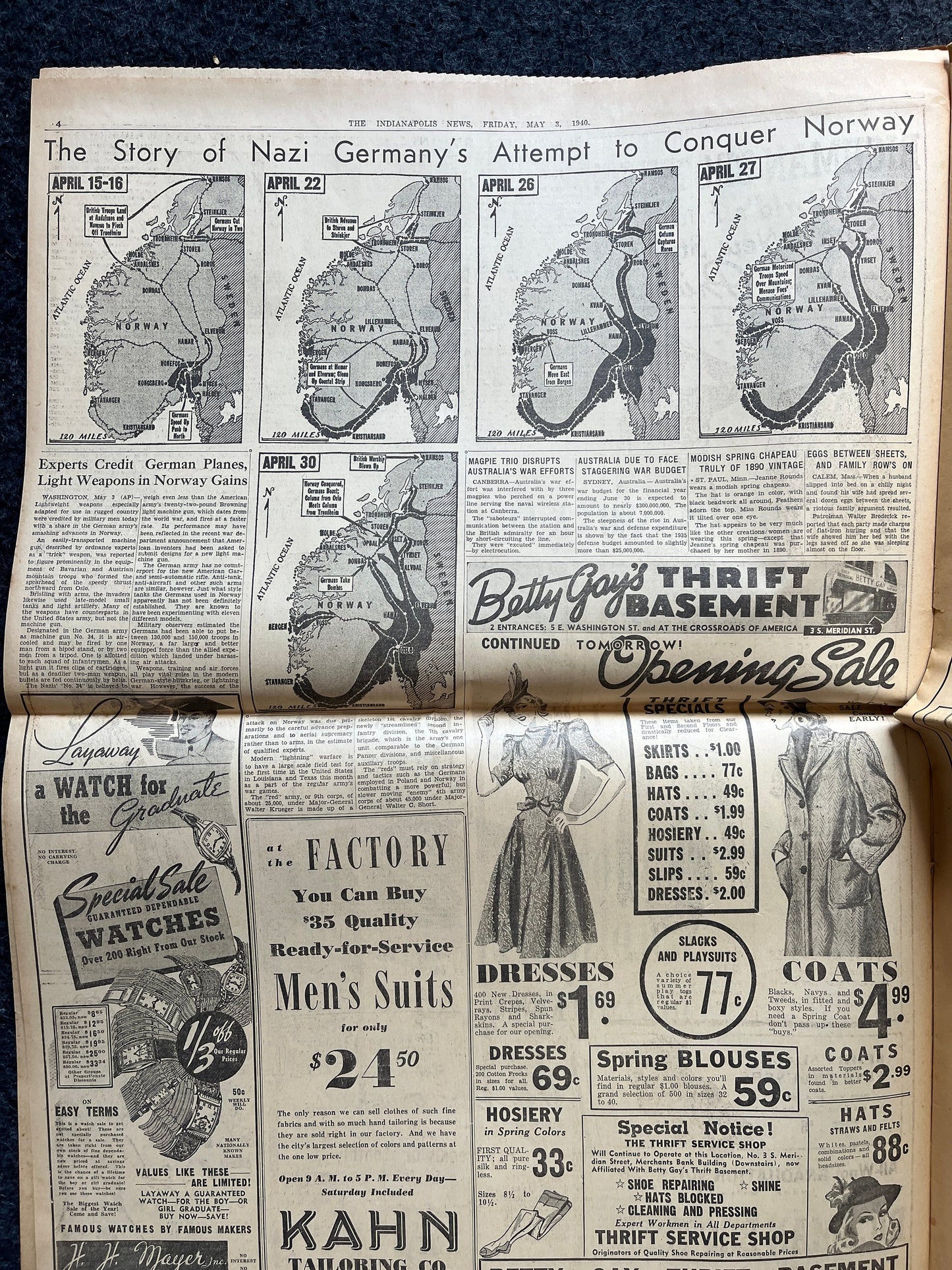 1940 Italy Enters War, Norway Crumbles to German Onslaught, World War 2 Memorabilia Gifts, History Gifts, Dad Gifts, Military Memorabilia