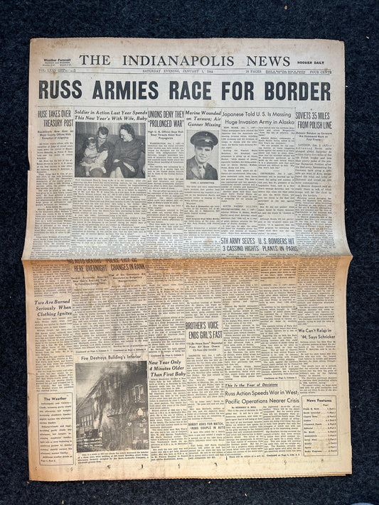 1944 USSR Pushes Through Eastern Europe, Military WW2 Newspaper, Army Gifts for Dads, History Gifts, Antique Collectibles, Memorabilia Decor