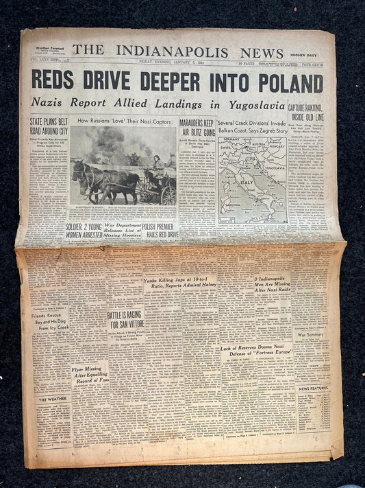 1944 USSR Conquest of Poland, Military WW2 Newspaper, Army Gifts for Dads, History Gifts, Antique Collectibles, Memorabilia Decor