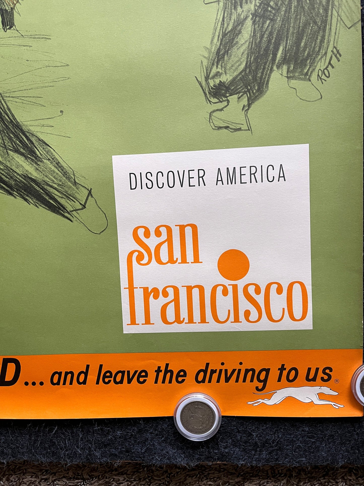 1960s San Francisco Greyhound Travel Poster, SF San Francisco Souvenirs Memorabilia, California Gifts Wall Decor, Chinatown Travel Art