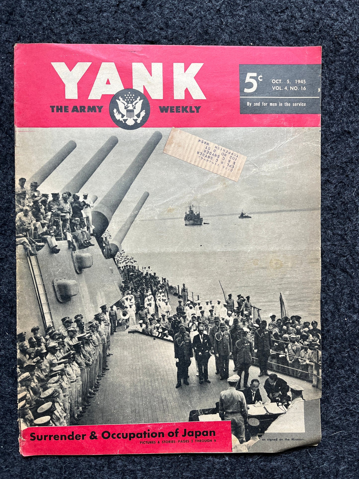 1945 Occupation of Japan WW2 Yank Magazine Collectible Military Magazine Memorabilia, Gifts for Him, Anniversary Gifts, Wall Decoration Army