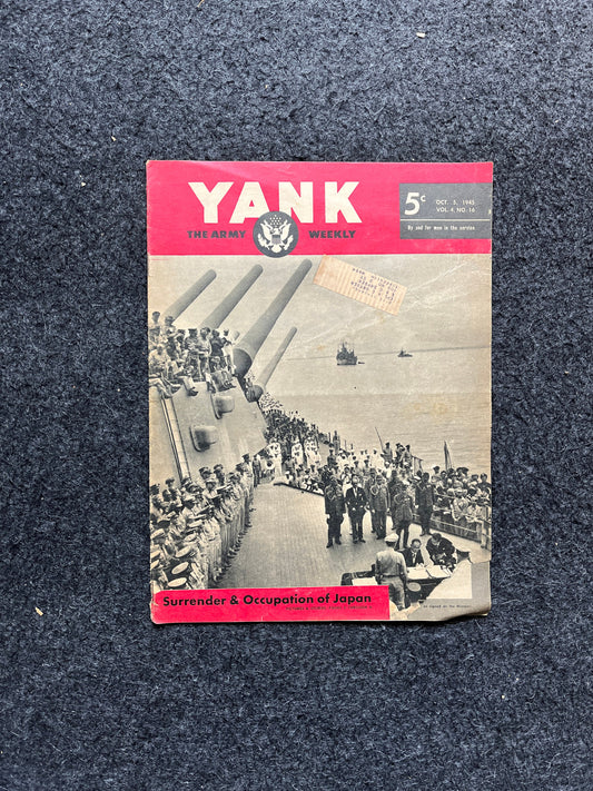 1945 Occupation of Japan WW2 Yank Magazine Collectible Military Magazine Memorabilia, Gifts for Him, Anniversary Gifts, Wall Decoration Army