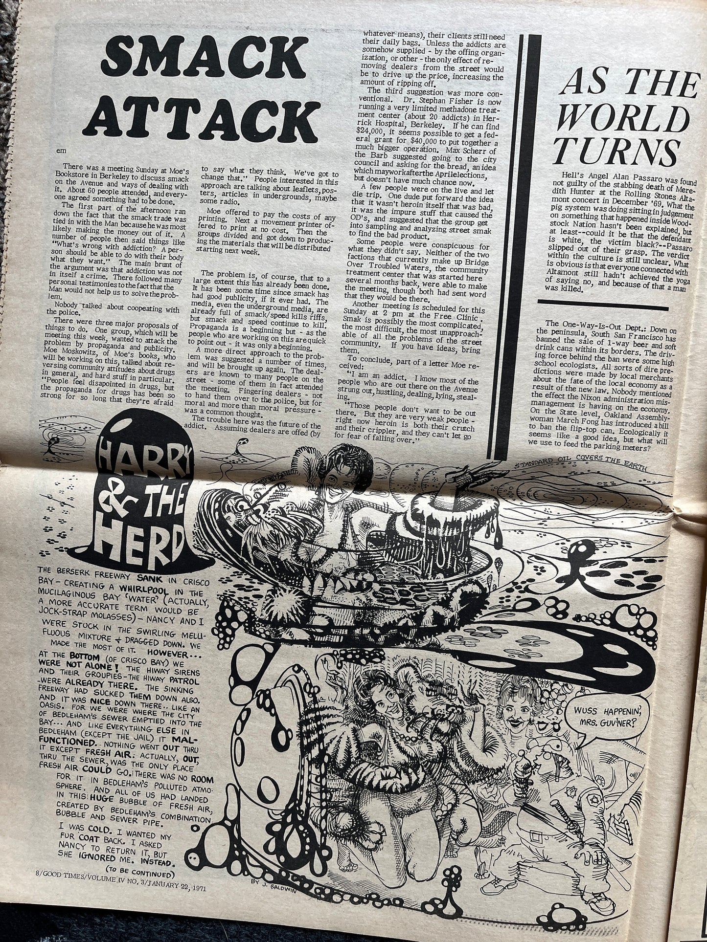 1971 Great SF Oil Spill, High Times Underground Newspaper, Black Panther Party, Vintage Antique Collectibles, San Francisco Gift