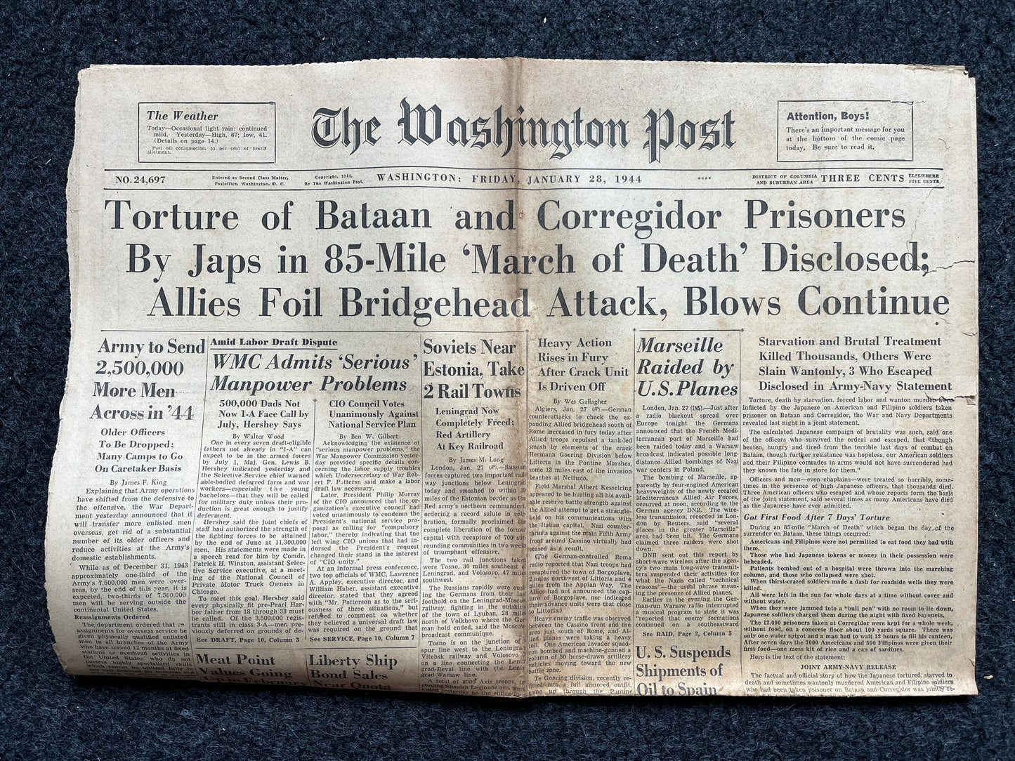 1945 WW2 Bataan Death March Prisoners Liberated Day Of - Japanese Empire Defeated Allied Forces Philippines Liberated - Original Vintage New