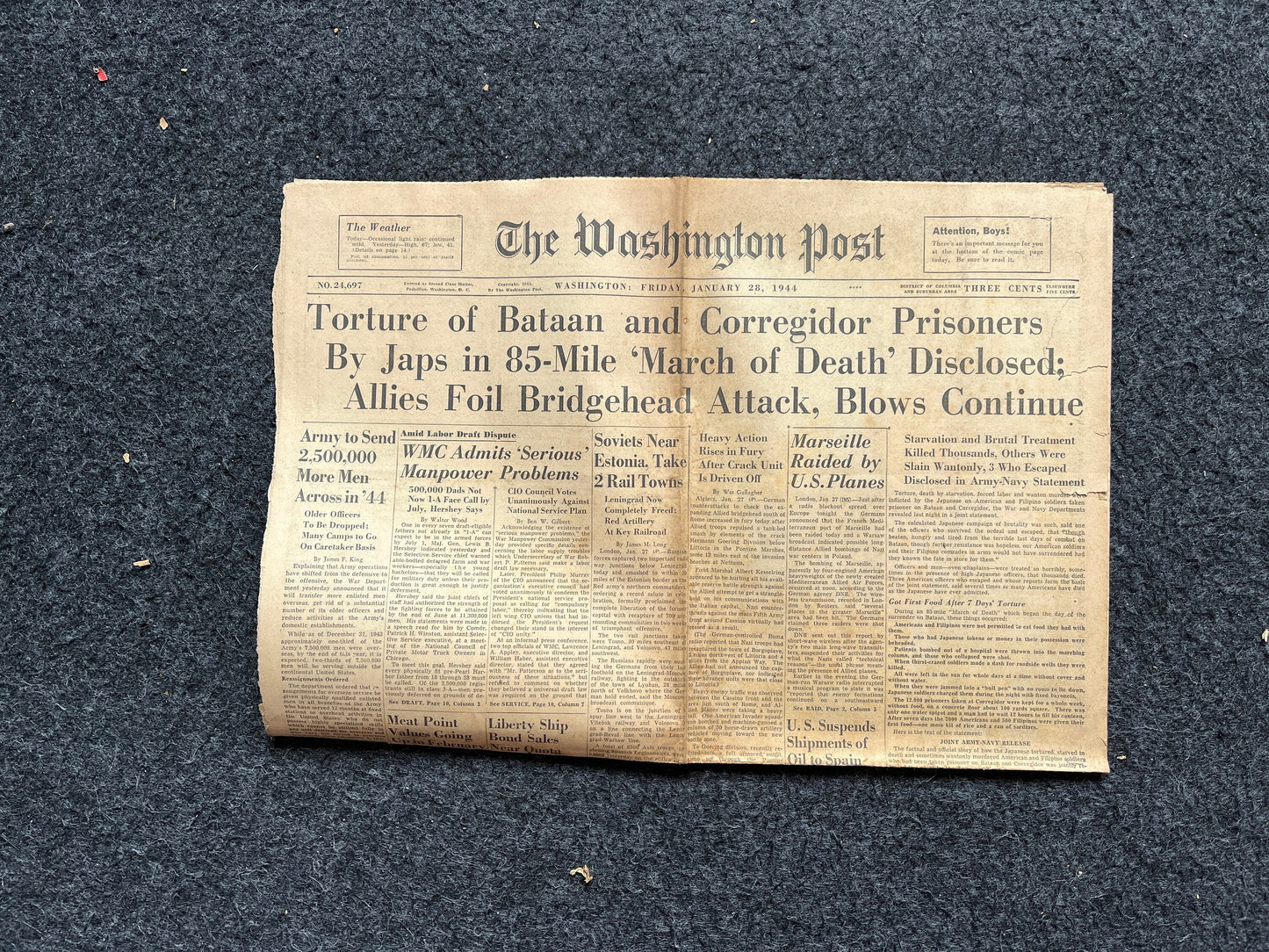 1945 WW2 Bataan Death March Prisoners Liberated Day Of - Japanese Empire Defeated Allied Forces Philippines Liberated - Original Vintage New