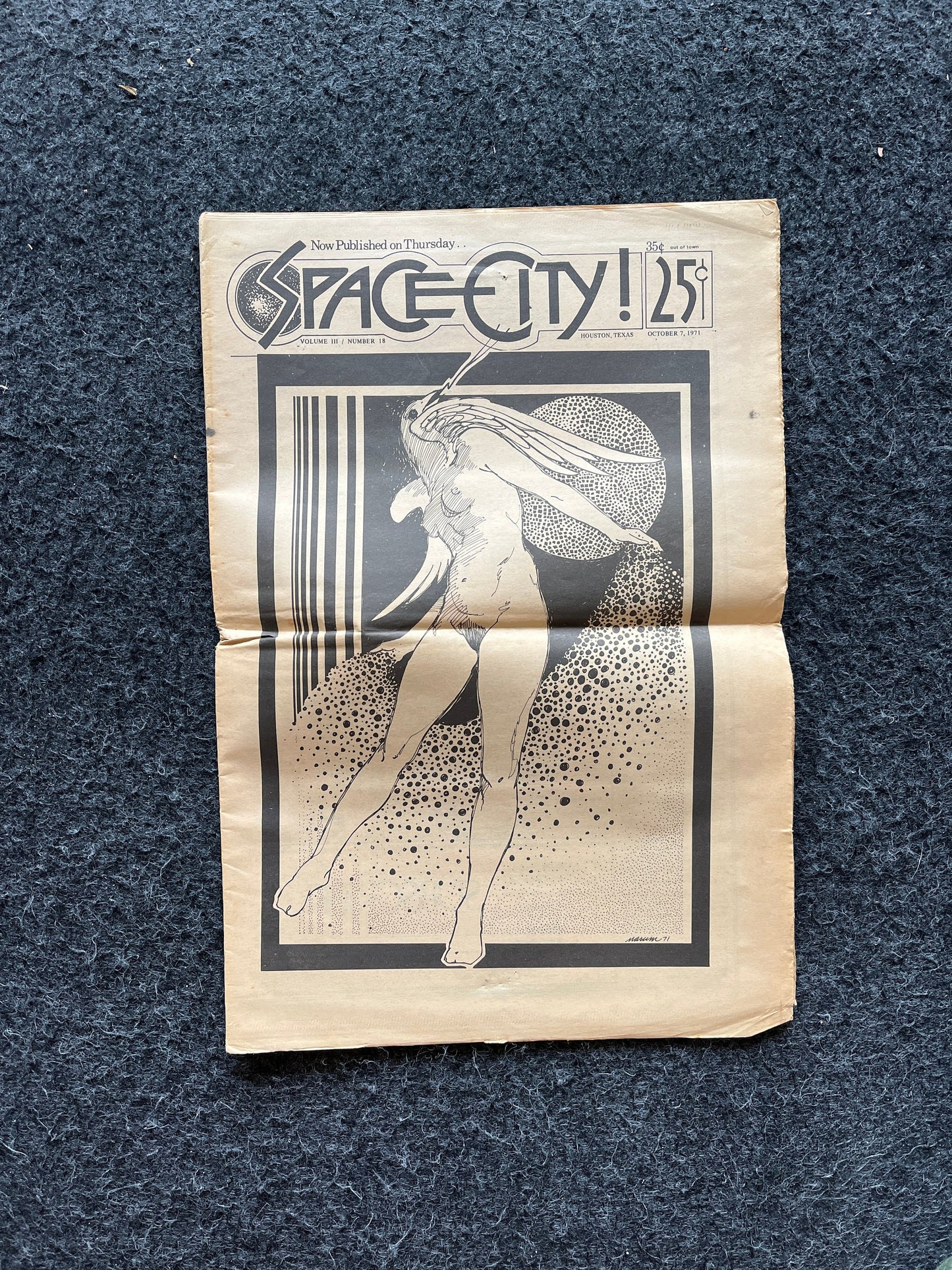 1970s Space City Houston Texas Underground Newspaper, Black Panther Party, Vintage Antique Collectibles, Hippie Grunge Art Gifts,
