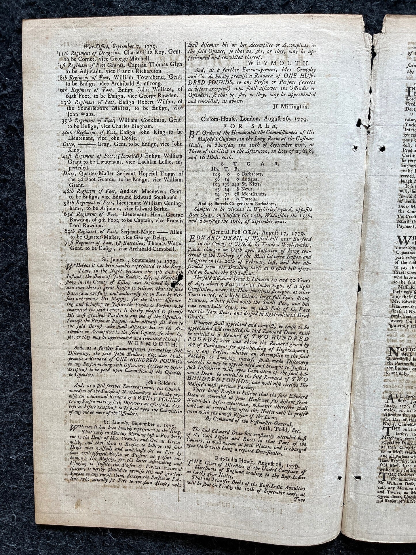 1779 British East India Company, London Gazette, History Wall Art, Original Antique Pamphlet, American President History and Wall Decoration