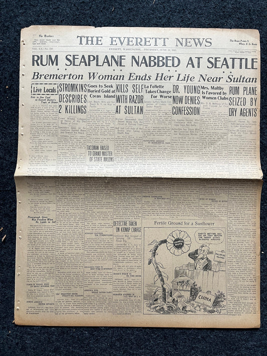 1920 Prohibition San Francisco Gang Seaplane Robbery, Vintage Original Newspaper, Roaring 1920s New York Gangs, Gifts for Him, Mancave Gifts