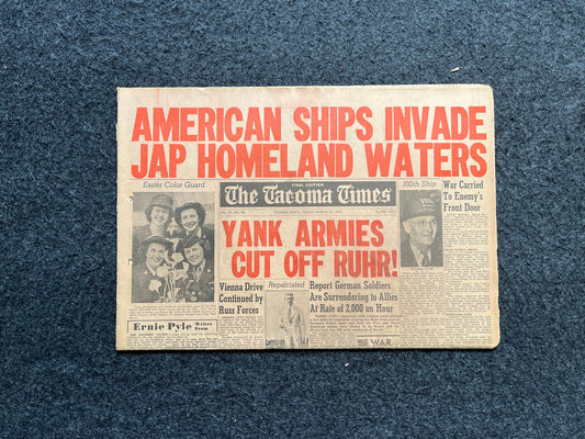 Late WW2 Newspaper, Allied invasion of Japan, Original Vintage Newspaper, WW2 Memorabilia, History Gifts, Nerdy Gifts, Vintage History, Mil