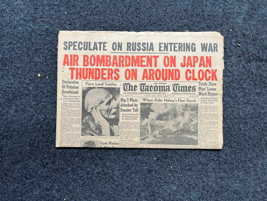 1945 Fire Raids on Japan - Late WW2 Pacific Theatre Newspaper, Vintage World War 2 Memorabilia Newspaper - US Allied Forces Liberate WWII