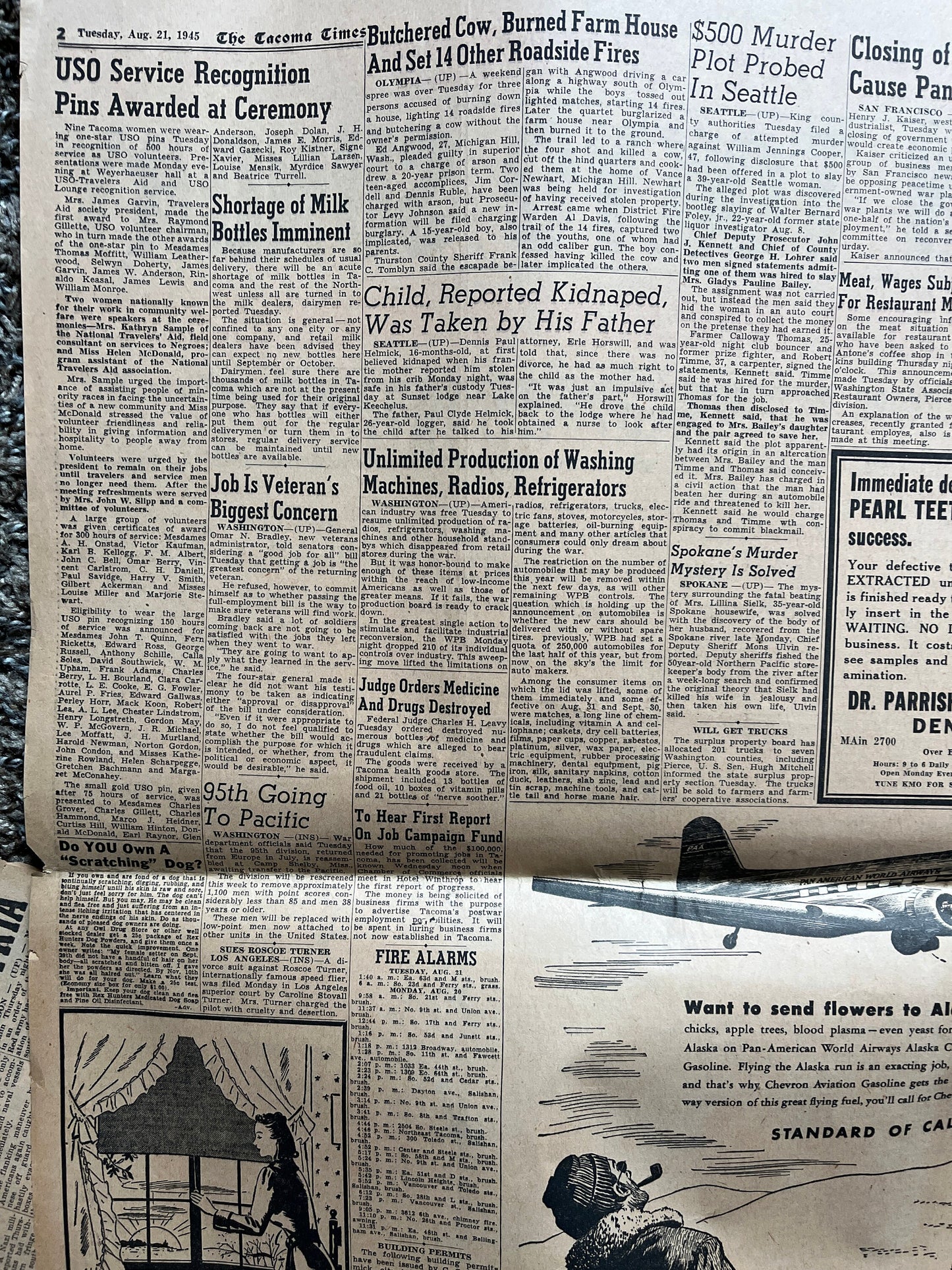 1945 Post WW2 Occupied Japan - American Flags Over Tokyo - Japanese History WW2 Memorabilia Vintage Newspaper