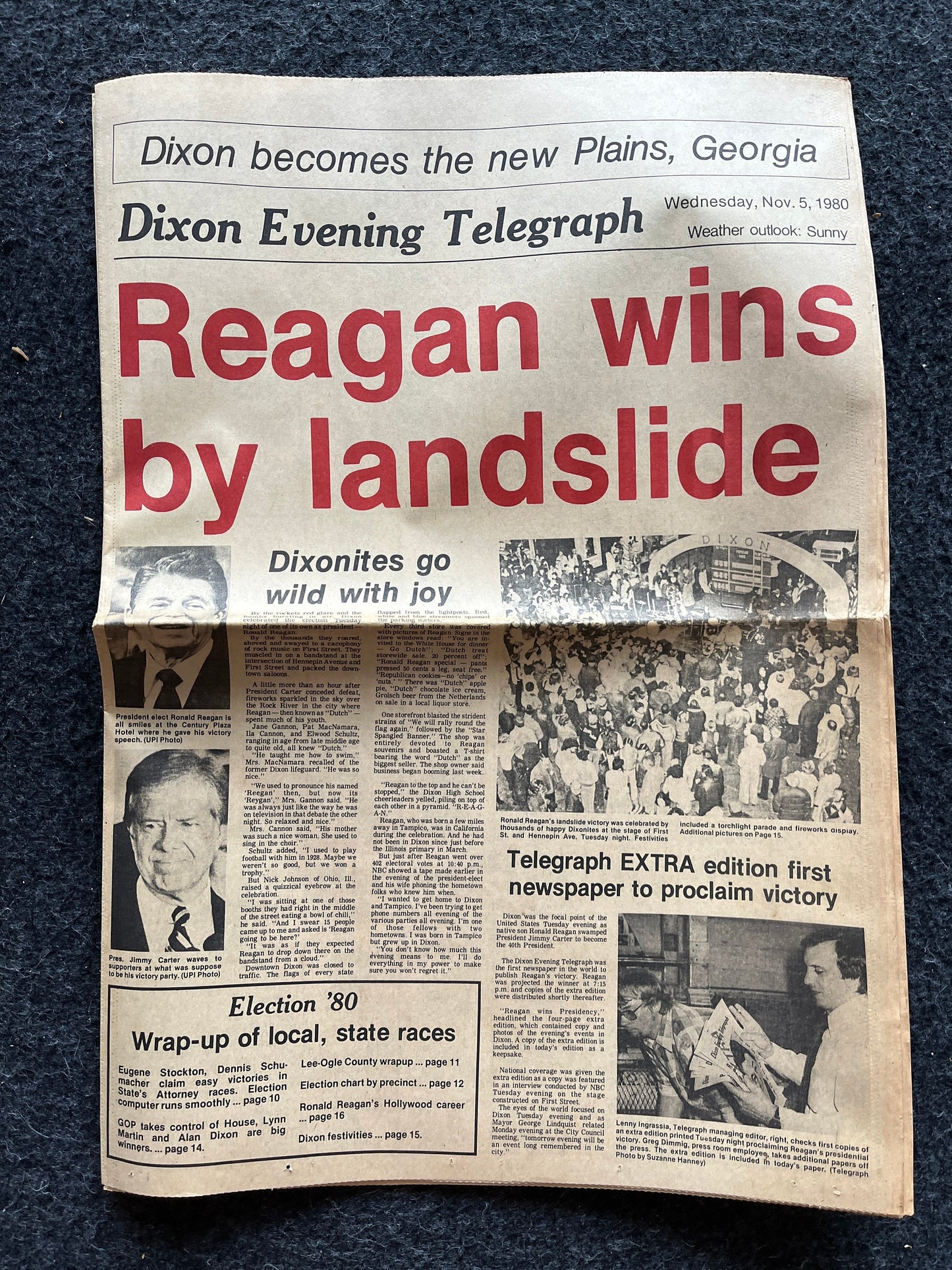 1980 Ronald Reagan elected President, Day Of, Defeats Jimmy Carter, US Presidents, US Politics, Gifts for Republicans, Gifts for Conservativ