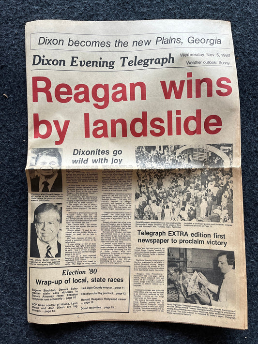 1980 Ronald Reagan elected President, Day Of, Defeats Jimmy Carter, US Presidents, US Politics, Gifts for Republicans, Gifts for Conservativ