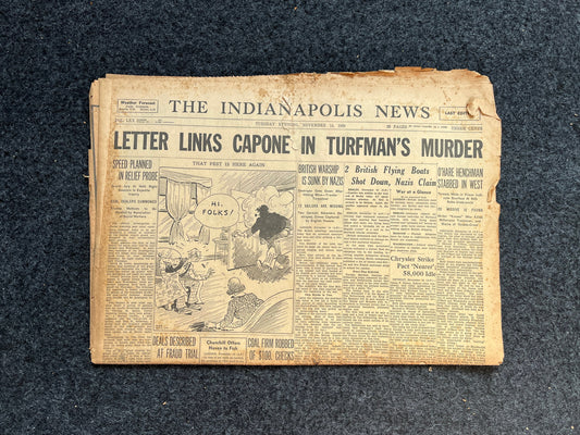 1939 Al Capone Connected to Agents Death, True Crime American History, Vintage Newspaper and History