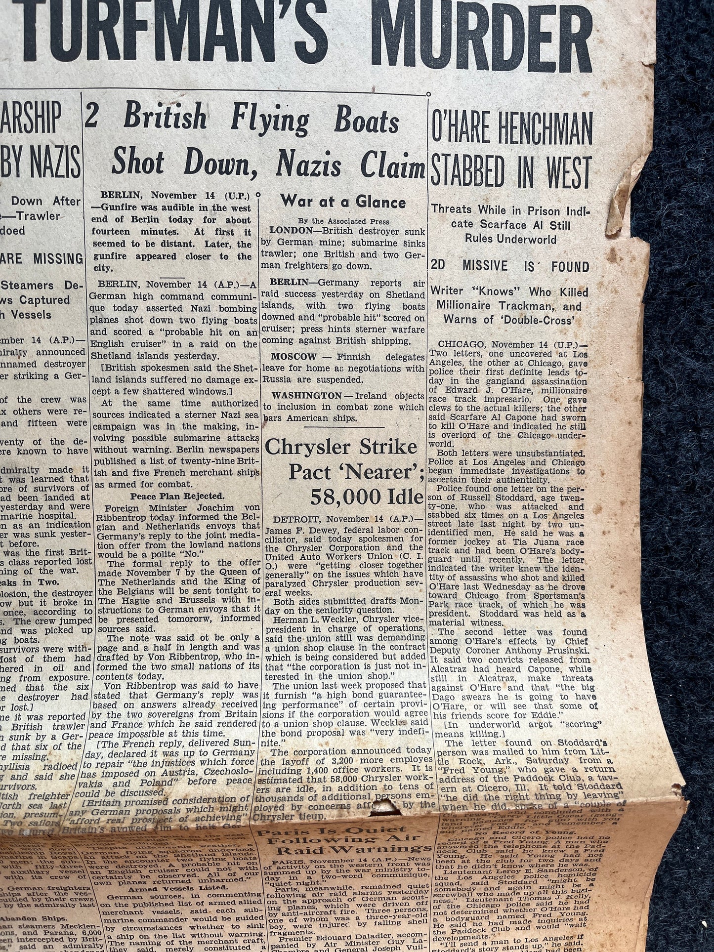1939 Al Capone Connected to Agents Death, True Crime American History, Vintage Newspaper and History