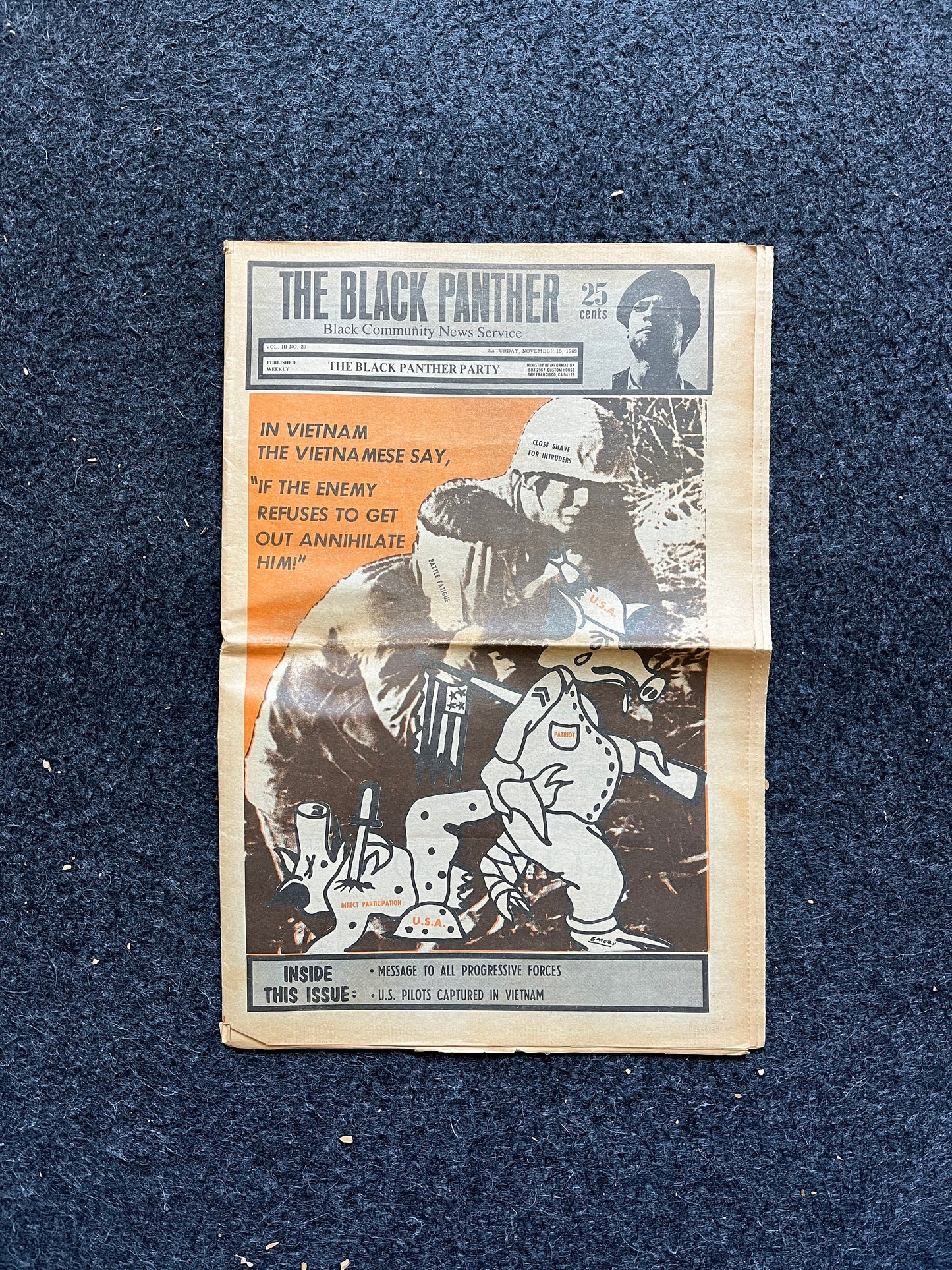 1970 Vietnam War Black Panther Political Party Support Propaganda, Education Art Civil Rights Memorabilia, Vietnam Newspapers, History Gifts