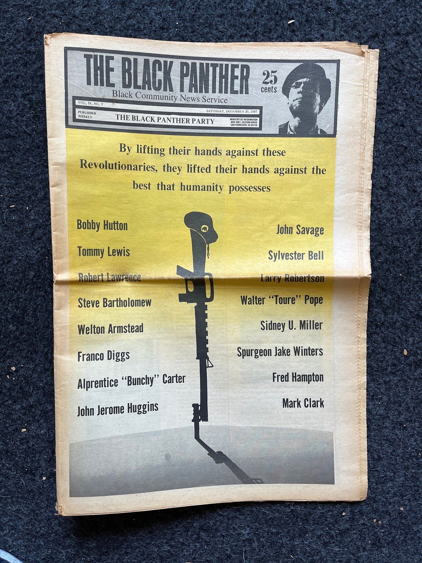 1970 Black Panther Memorial Newspaper Political Party Support Propaganda, Education Art Civil Rights Memorabilia, Vietnam Souvenirs and Gift