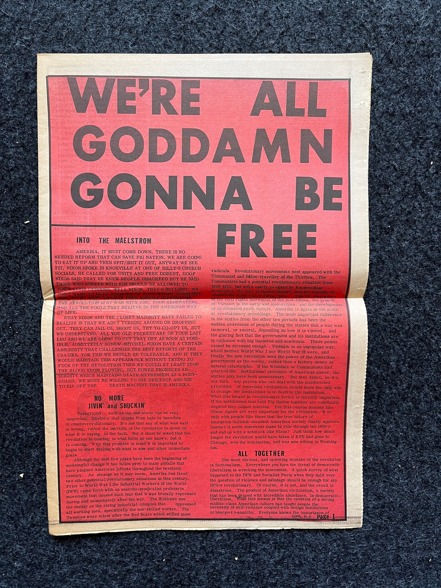 1970s Far Left Underground Newspaper, Black Panther Party, Vintage Antique Collectibles, Hippie Grunge Art Gifts, San Francisco Gifts
