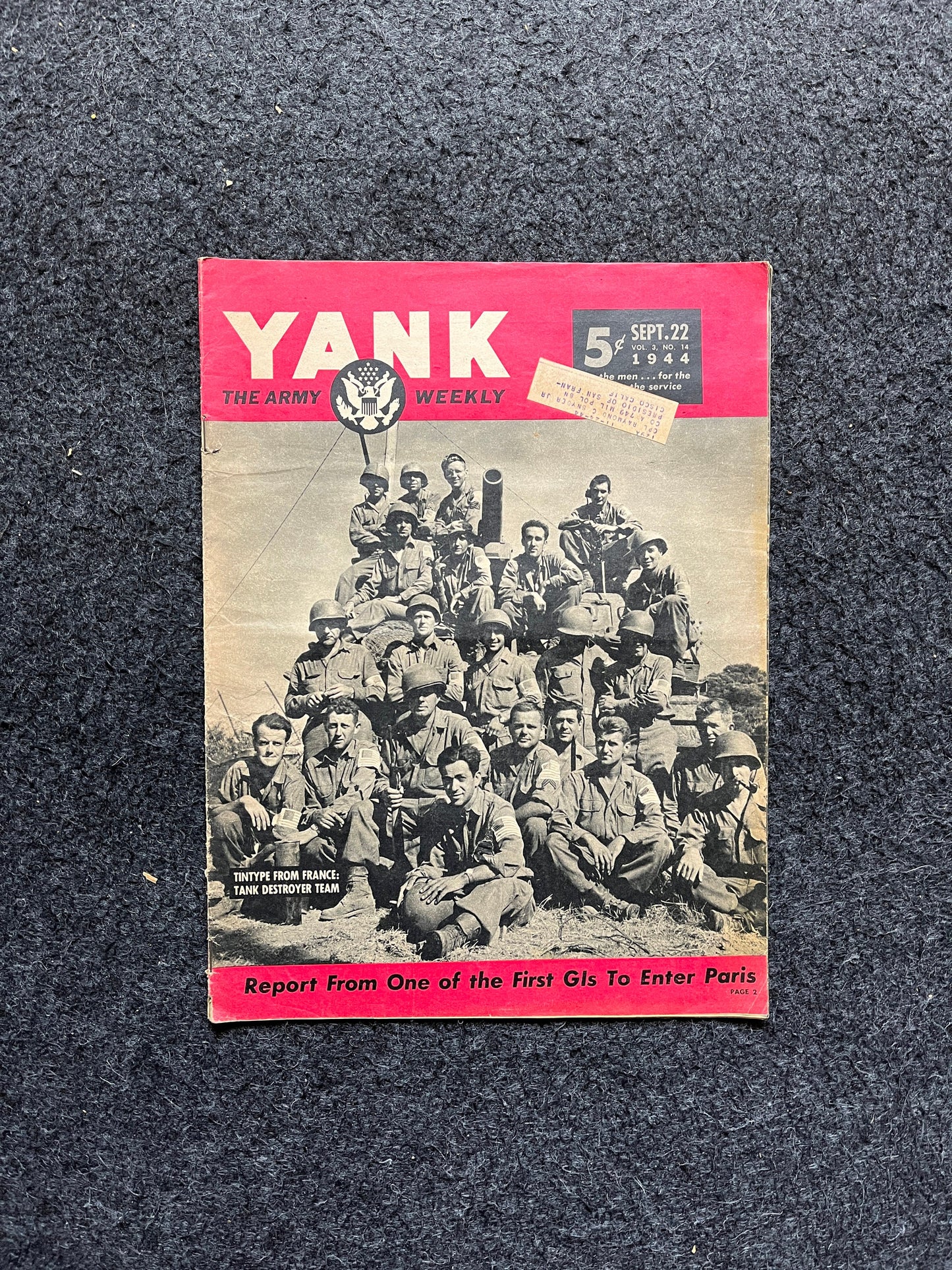 1945 Liberation of Paris WW2 Yank Magazine Collectible Military Magazine Memorabilia, Gifts for Him, Anniversary Gift, Vintage Military Wall